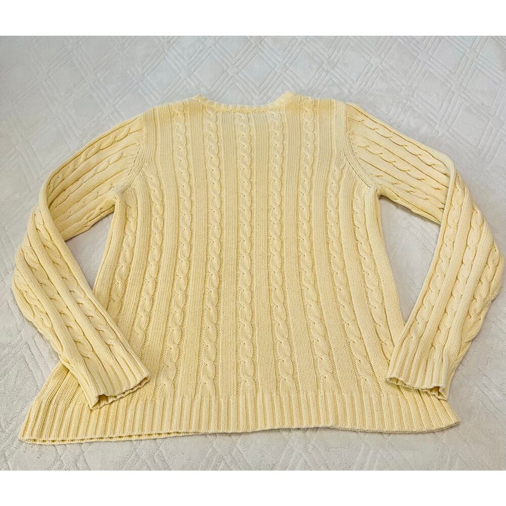Eddie Bauer Butter Yellow Cable Knit Sweater Size L✨